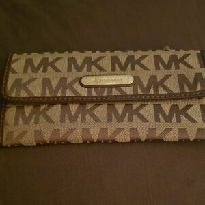 Michael Kors Tan and Brown Monogram Wallet